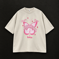 "Soul Power" Butterfly and Sparkle Graphic Oversized T-Shirt – Beige / Oat