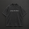 Lowkey Street Aesthetic Cursive Script Oversized T-Shirt – Black