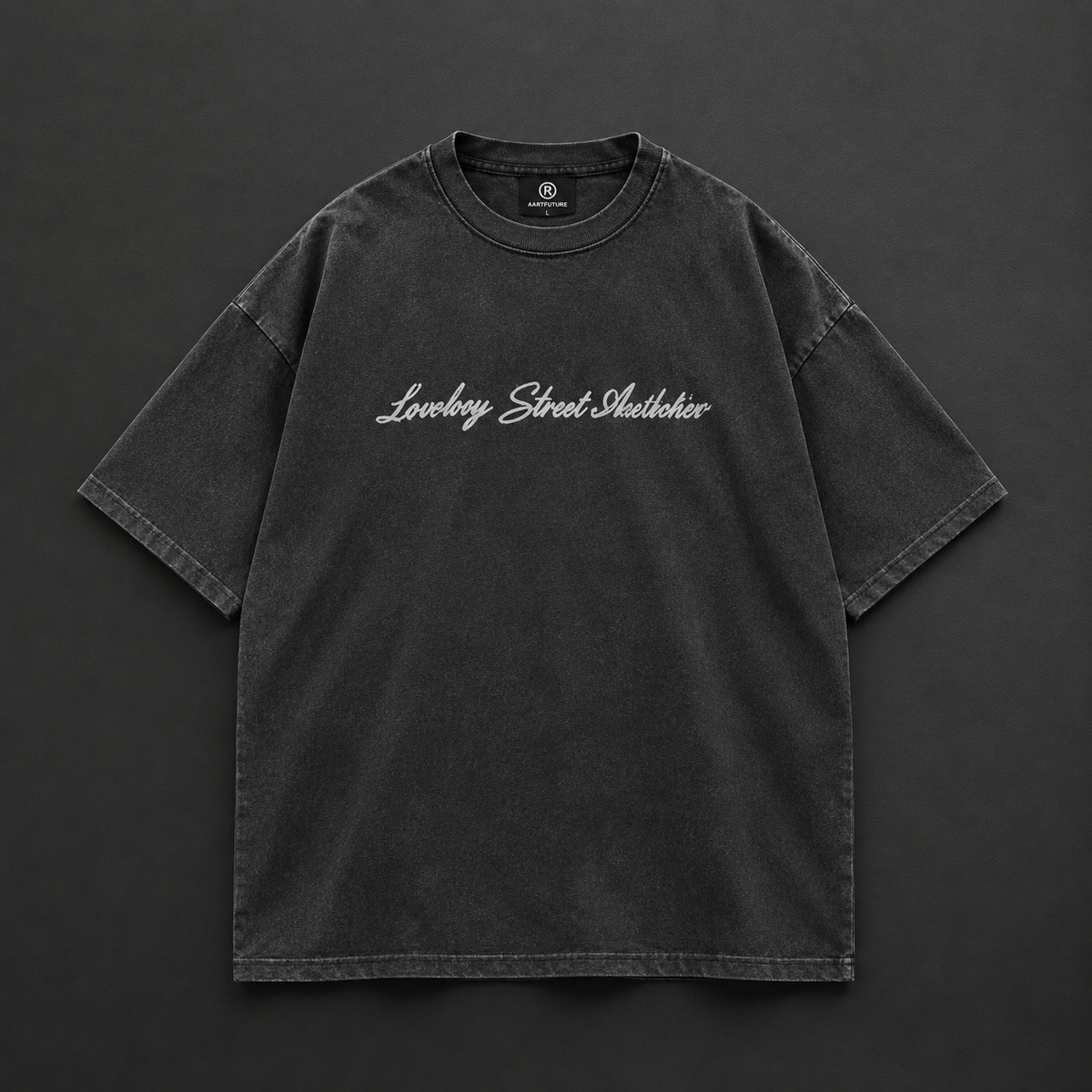 Lowkey Street Aesthetic Cursive Script Oversized T-Shirt – Black