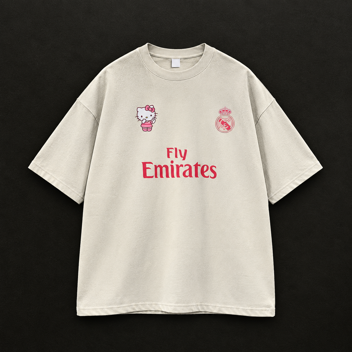 Hello Kitty x Fly Emirates Football Jersey Style Oversized T-Shirt – Beige