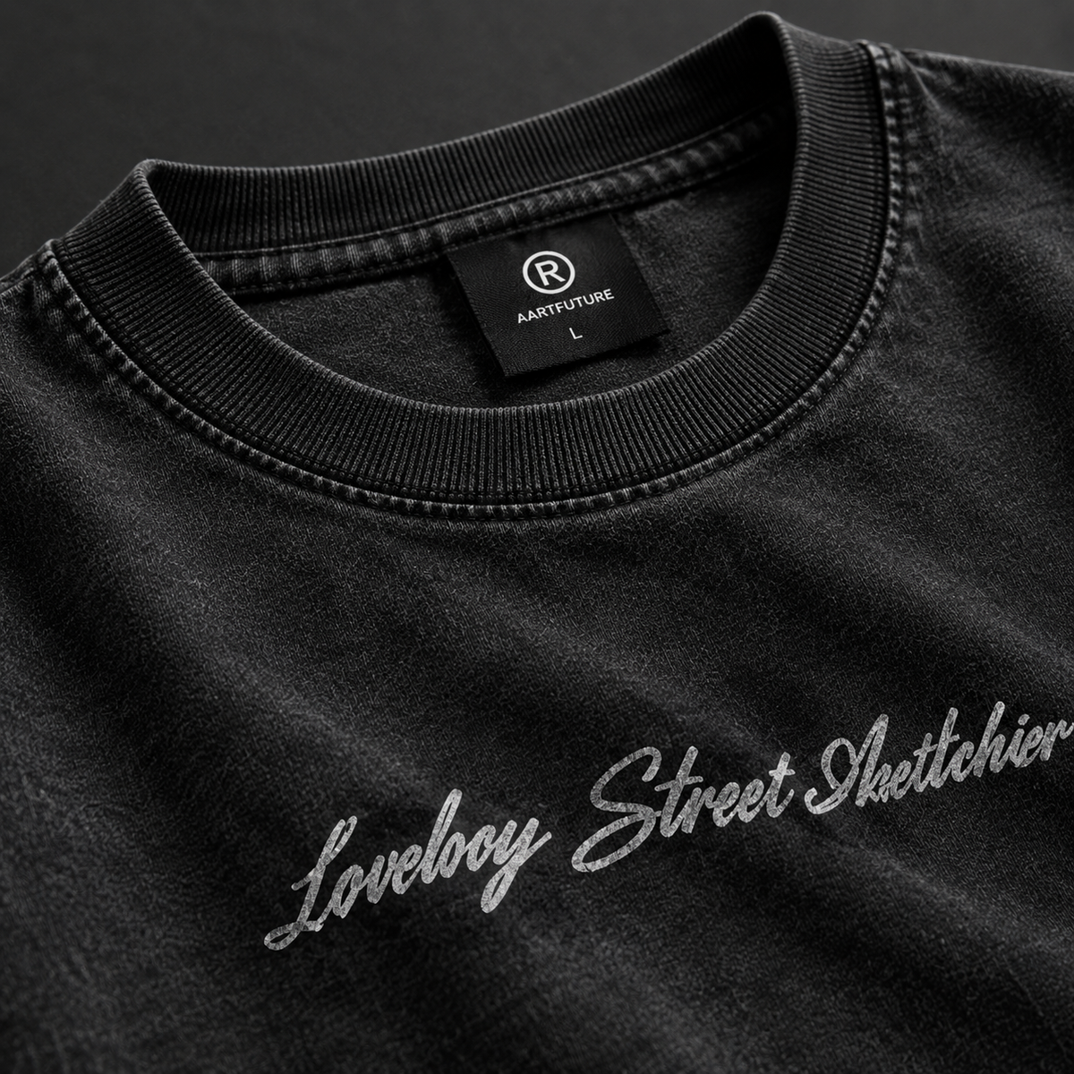 Lowkey Street Aesthetic Cursive Script Oversized T-Shirt – Black