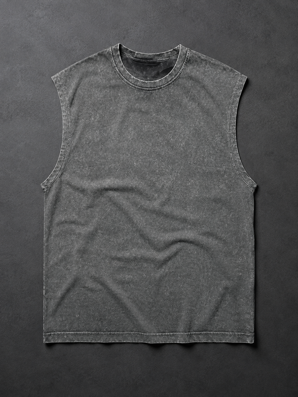 Acid Wash Oversized Sleeveless Tee – Charcoal Grey