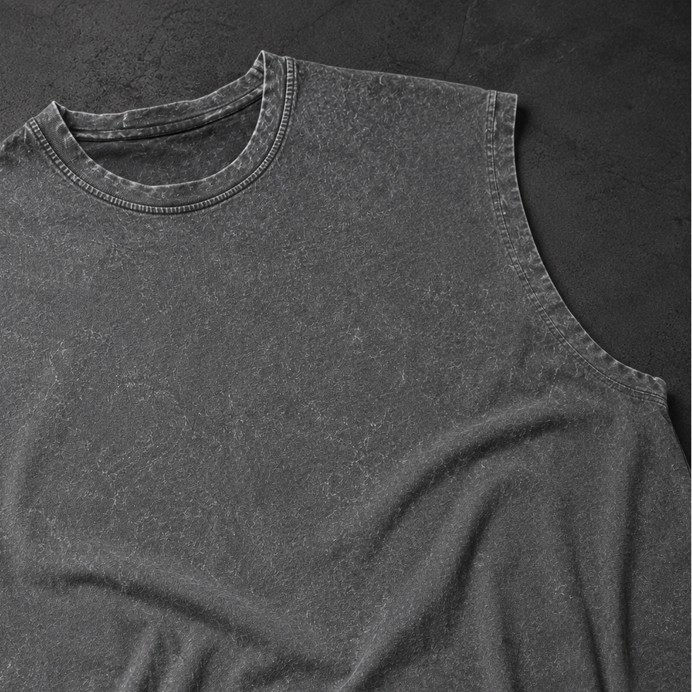 Acid Wash Oversized Sleeveless Tee – Charcoal Grey