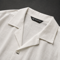 White/Black Textured Jacquard Oversized Cuban Collar Shirt