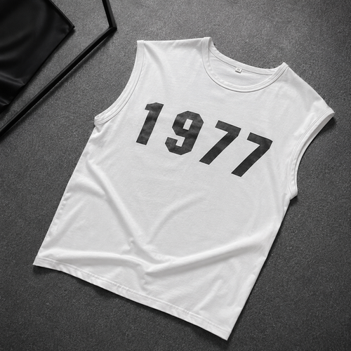 1977 Retro Oversized Sleeveless Graphic Tee – White