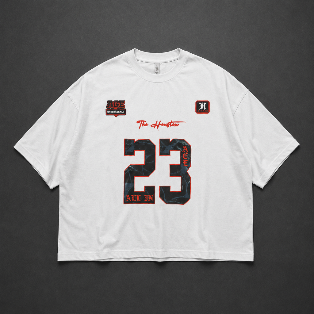 Houston "All In" 23 Oversized Graphic T-Shirt – White