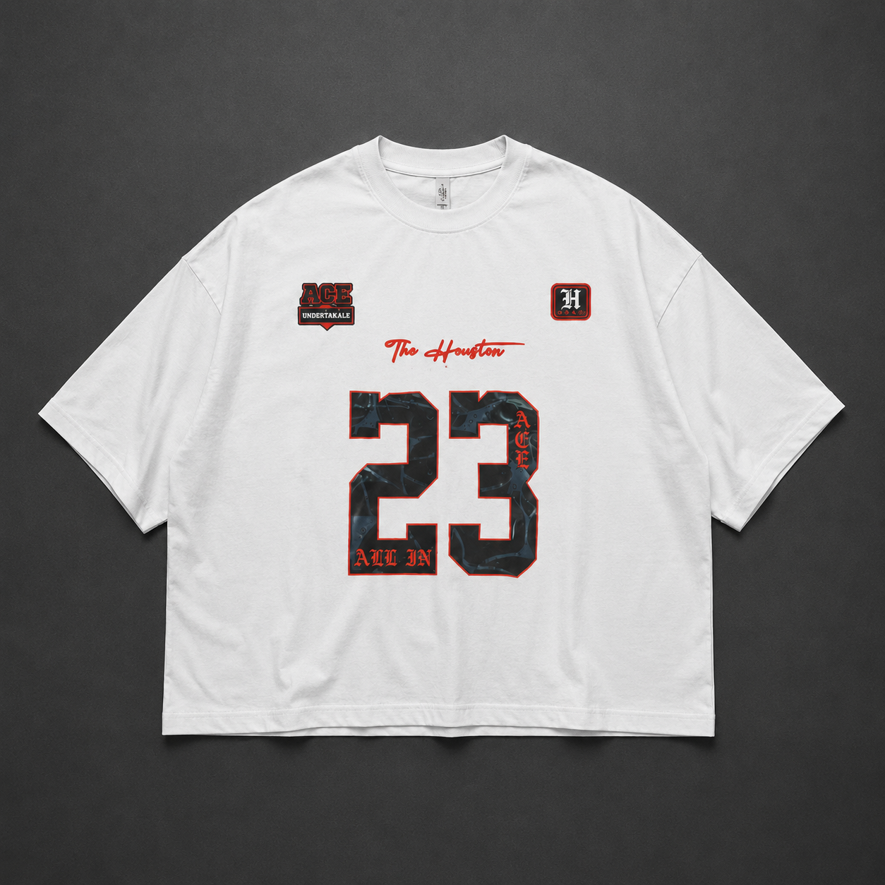 Houston "All In" 23 Oversized Graphic T-Shirt – White