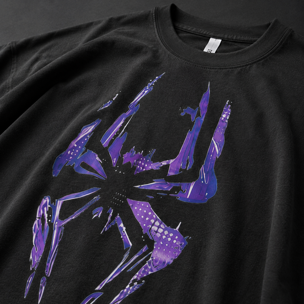 Spider-Verse Glitch Logo Oversized Graphic T-Shirt – Black