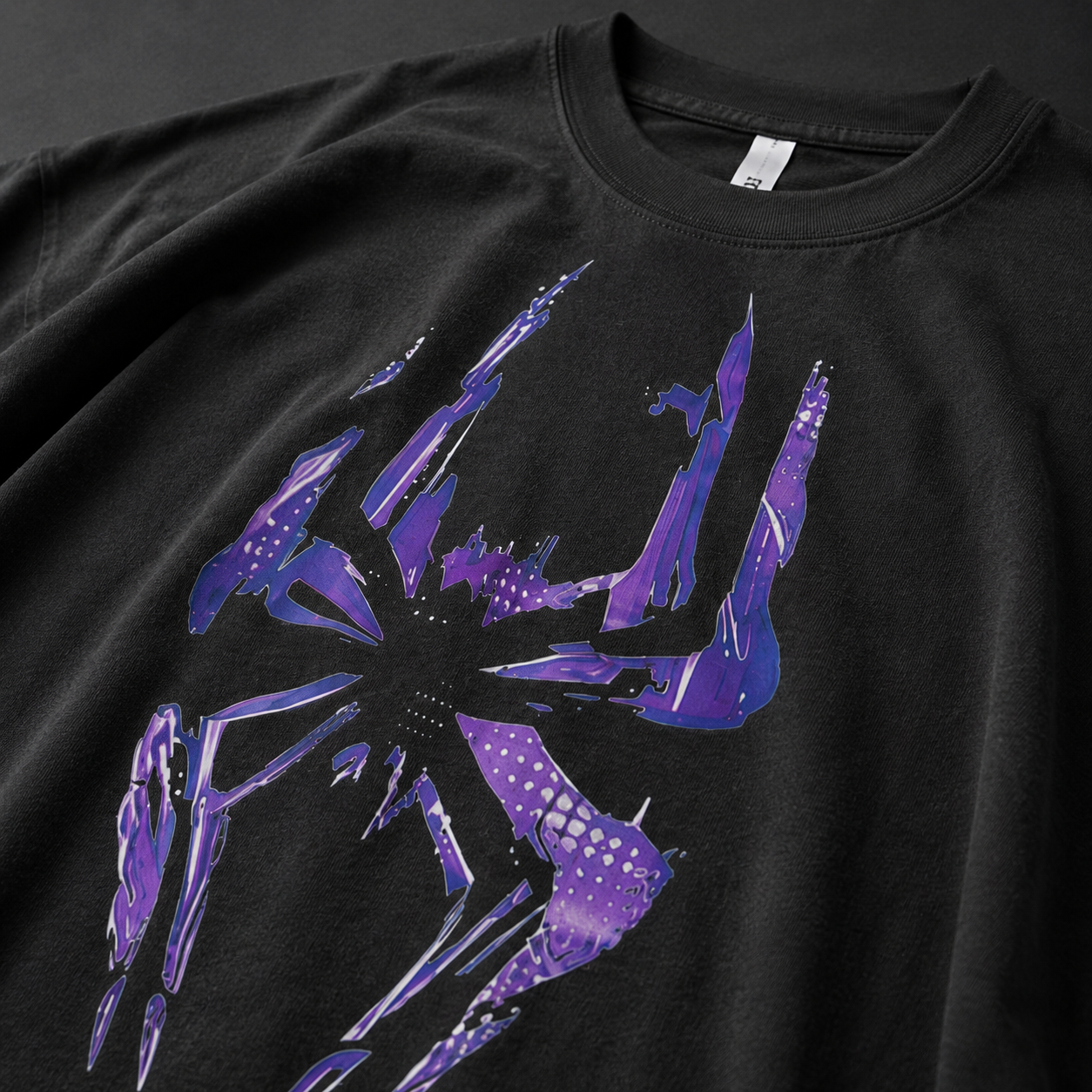 Spider-Verse Glitch Logo Oversized Graphic T-Shirt – Black