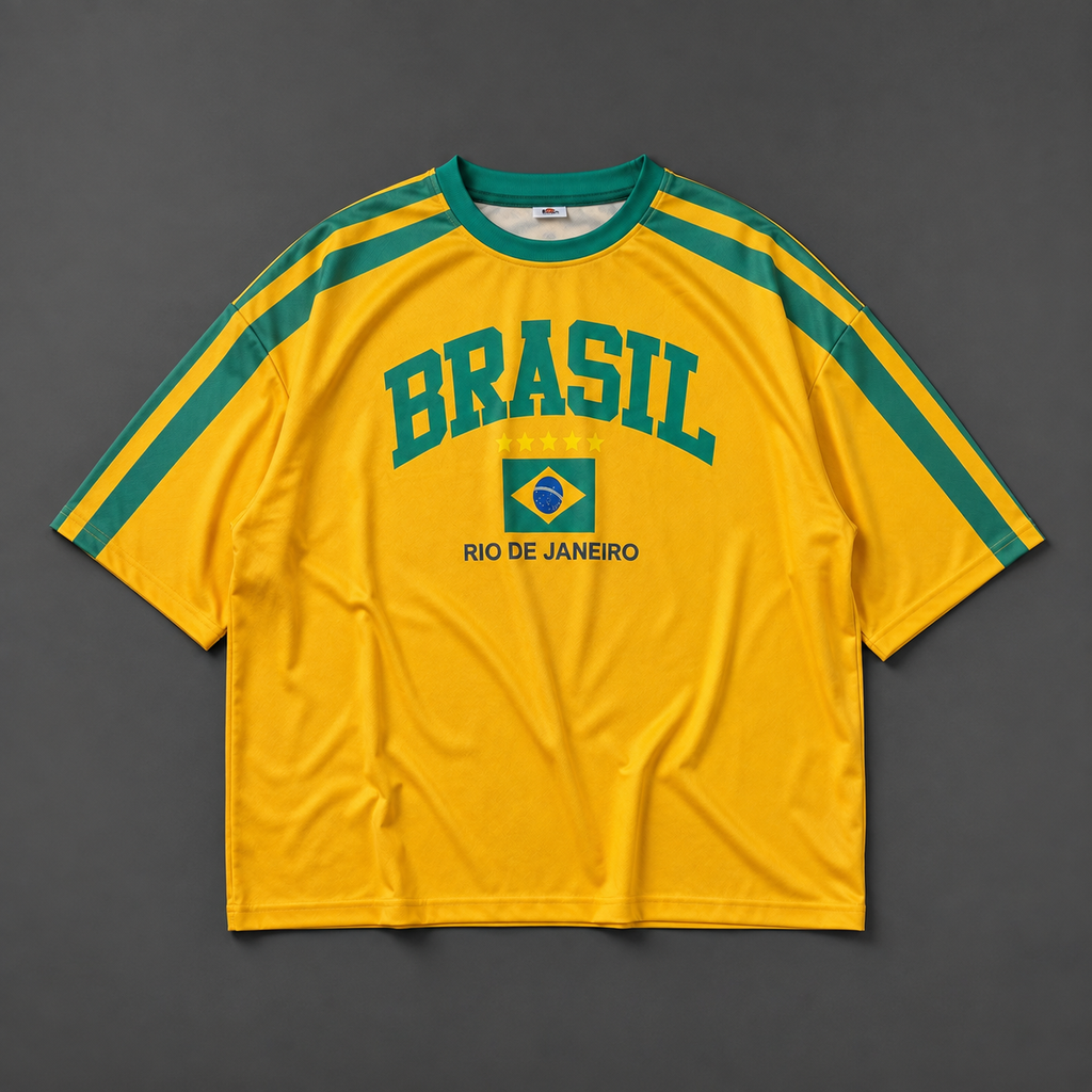 Brasil "Rio de Janeiro" Oversized Football Jersey – Yellow and Green