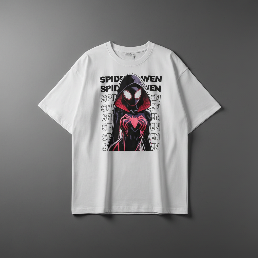 Spider-Gwen "Spider-Verse" Oversized Graphic Tee – White