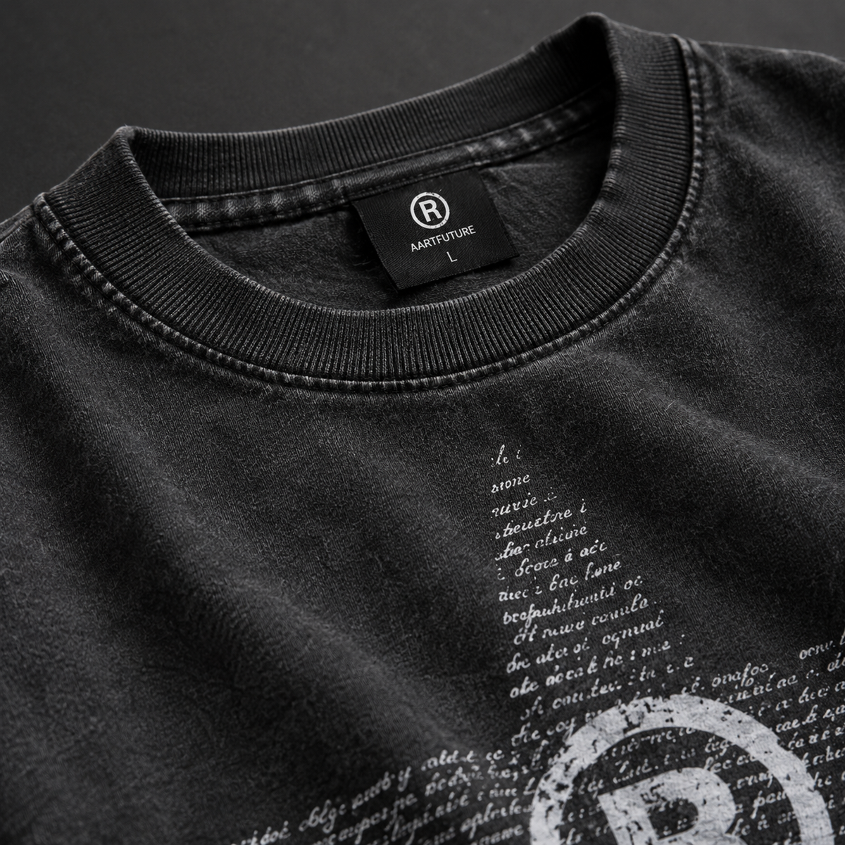 Star Typography "R" Circle Graphic Oversized T-Shirt – Washed Black